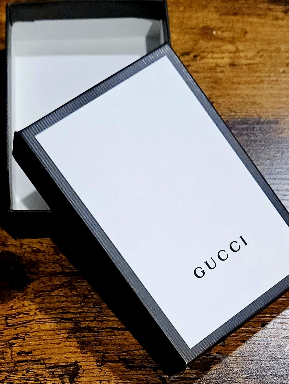 Gucci White Black Small Slim Classic Gift Box Card Holder Jewelry Wallet Storage